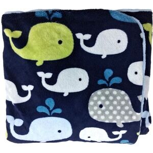Circo Baby Boy Whale Blanket Green Gray Sherpa Backside Target Lovey Navy Blue
